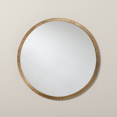 Pleated Brass Round Wall Mirror Antique Finish - Hearth & Hand™ with Magnolia | Target