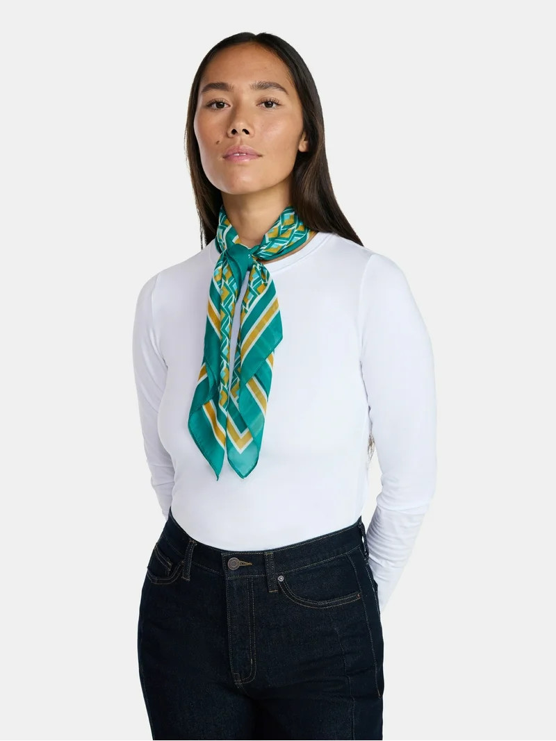 Time and Tru Women's Geometric Print Scarf with Retro Charm, Multi-Season | Walmart (US)