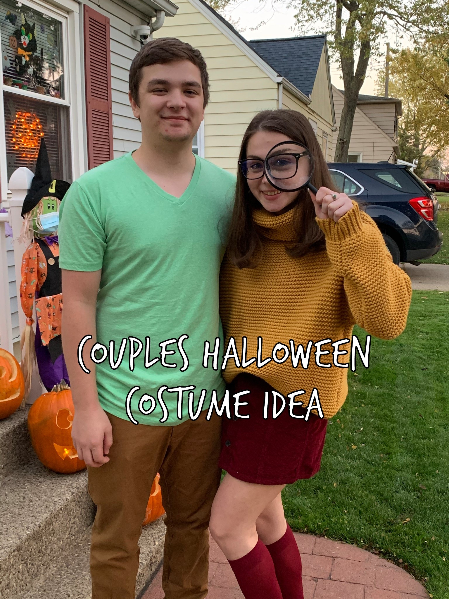 Couples Halloween costume inspo 👻🧡💚
This Shaggy and Velma costume is such a classic and creative Scooby Doo Halloween costume! Perfect for a couples costume, best friend costume, or even a fun group costume idea with the whole Mystery Inc gang. 🕵🏻‍♀️🐾 

I love how easy it is to recreate this DIY Shaggy and Velma look with a green oversized tee and brown pants for Shaggy, and Velma’s iconic orange sweater, red skirt, knee-high socks, and glasses. 🟠🟢 

This is such a nostalgic, cozy, and instantly recognizable cartoon couples costume, and it’s also a great last-minute Halloween costume idea. Whether you’re heading to a Halloween party, going trick-or-treating, or dressing up for a Scooby-Doo themed event, this look is the ultimate mix of cute, funny, and retro Halloween vibes. 🎃✨

Shop the full look here on LTK to recreate this Scooby-Doo couples costume just in time for spooky season! 🕷️👻


#LTKSeasonal #LTKHalloween #LTKFindsUnder50