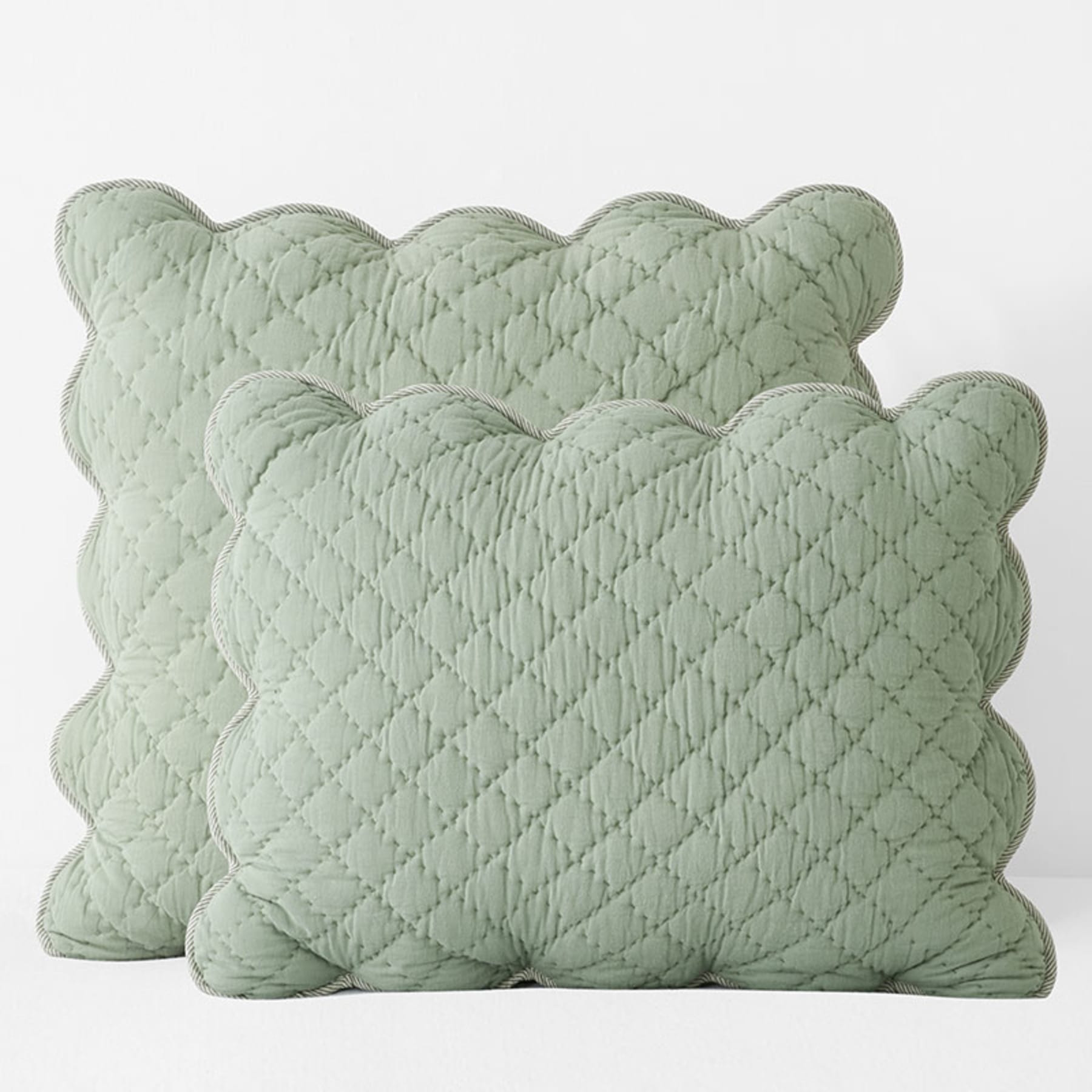 Giulietta Scallop Quilted Sham - Green Sage, King | The Company Store