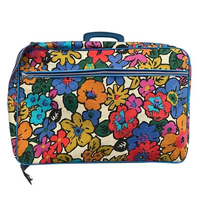 MCM Vintage Groovy Flower Power Floral Fabric Suitcase Travel Bag 19x13x5 RARE | eBay US