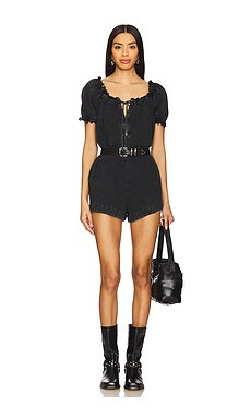 Free People x We The Free Daisy Denim Babydoll Romper in Star Crossed from Revolve.com | Revolve Clothing (Global)