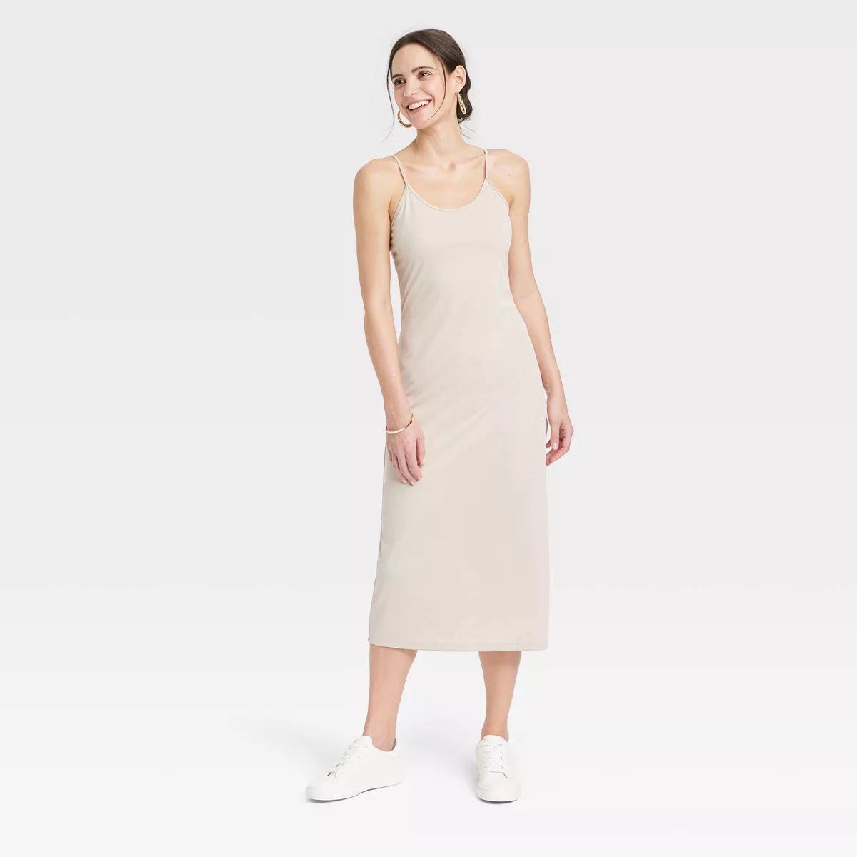 Women's Rib-Knit Midi Cami Dress - A New Day™ Cream S | Target