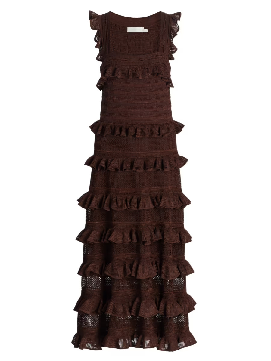 Zimmermann Hypnotic Knitted Lace Frill Maxi Dress | Saks Fifth Avenue | Saks Fifth Avenue