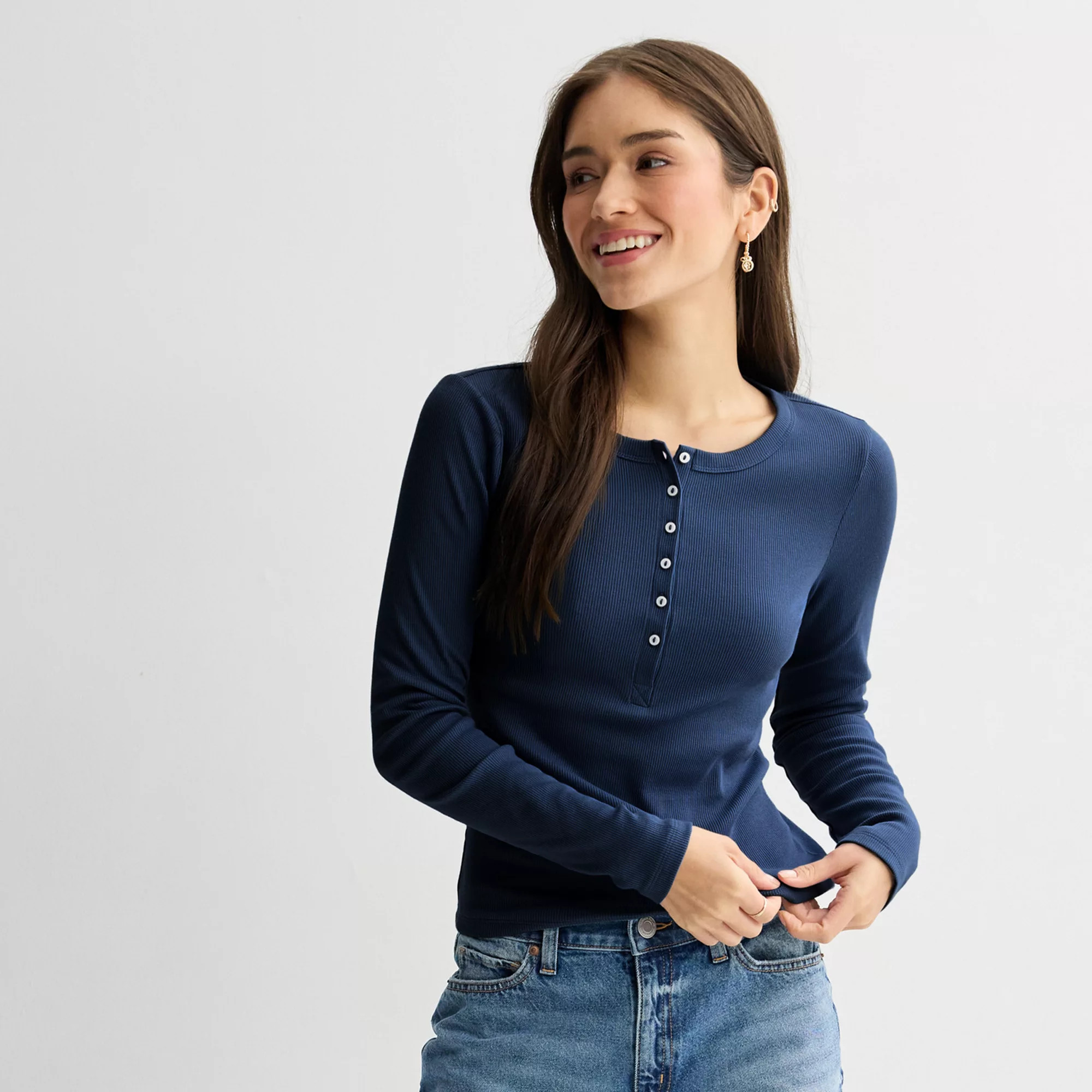 Juniors' SO\u00ae Long Sleeve Henley Top | Kohl's