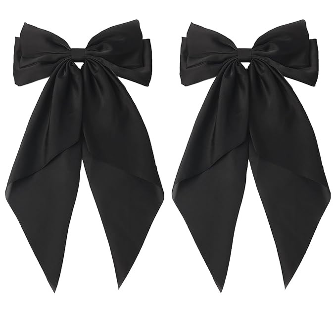 SUSULU Black Ribbon Bow Hair Clips with Long-Tail - Party Hairpins and Accessories for Women and ... | Amazon (US)