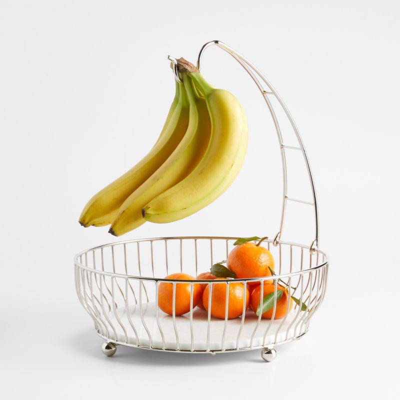Cora Stainless Steel Fruit Basket with Banana Hanger + Reviews | Crate & Barrel | Crate & Barrel