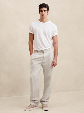 Linen-Blend Relaxed Wide Pant | Banana Republic Factory
