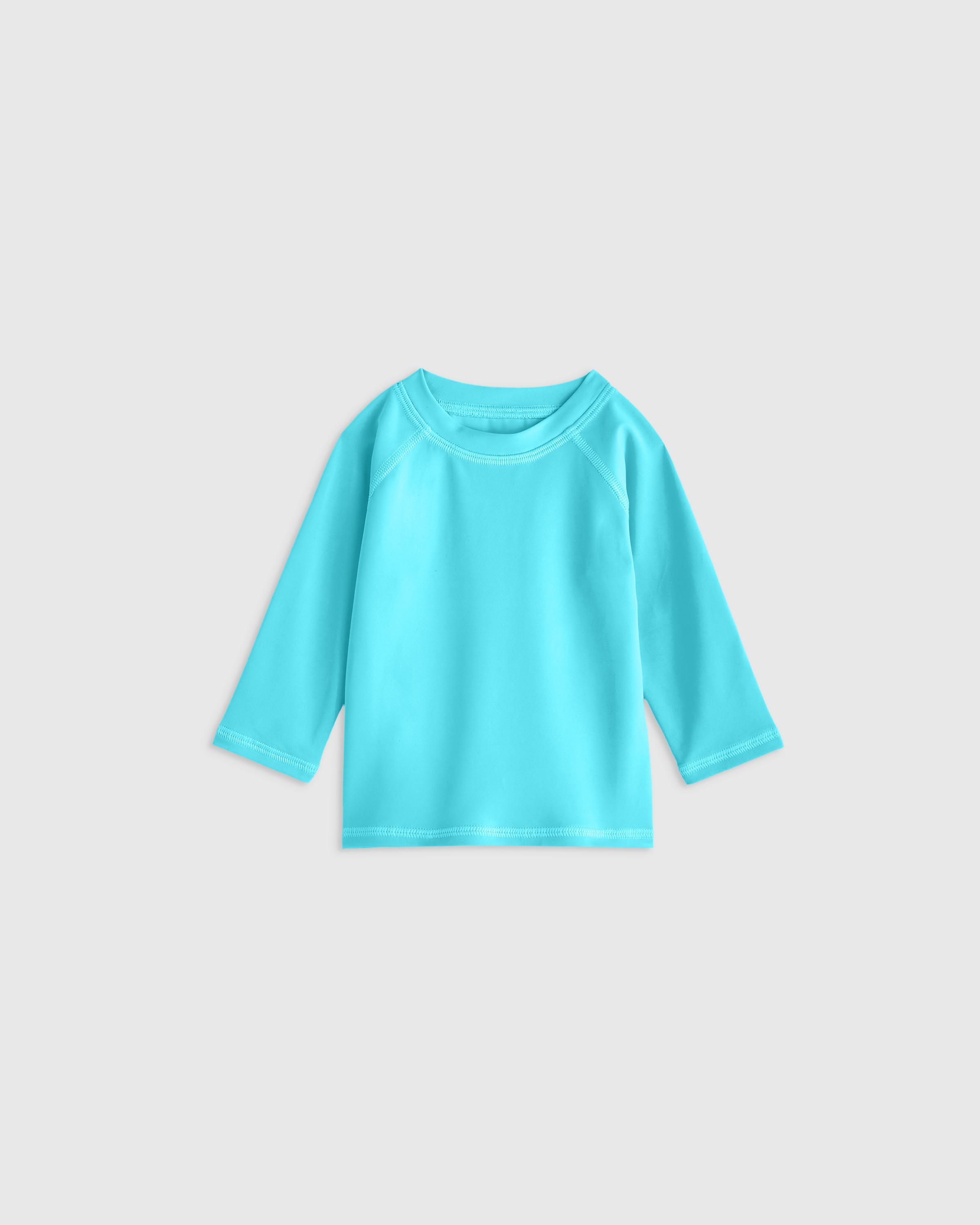 Quince | Long Sleeve Raglan Rash Guard in Island Aqua, Size 12-18M, Recycled nylon/polyester/spandex | Quince