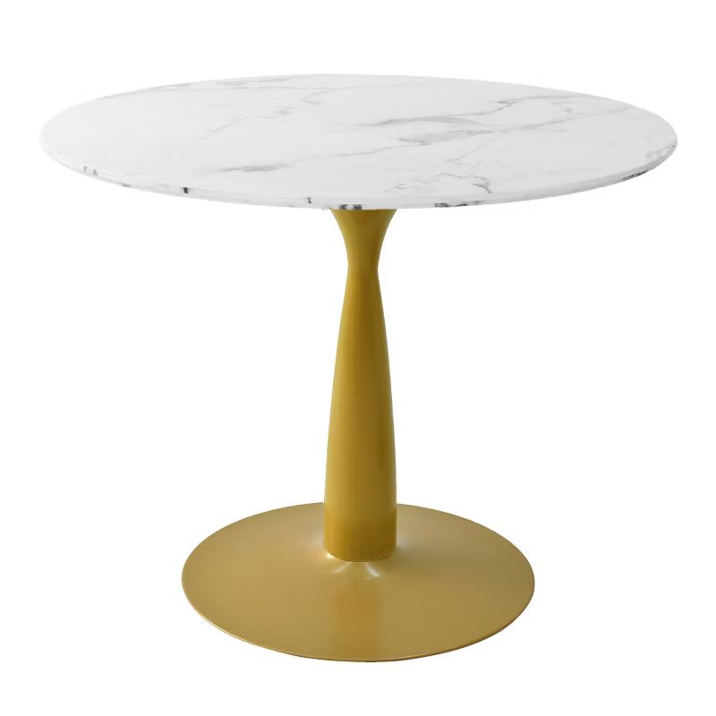 40'' Harris Round Artificial Marble Top Pedestal Modern Dining Table Gold Base- The Pop Maison | Target