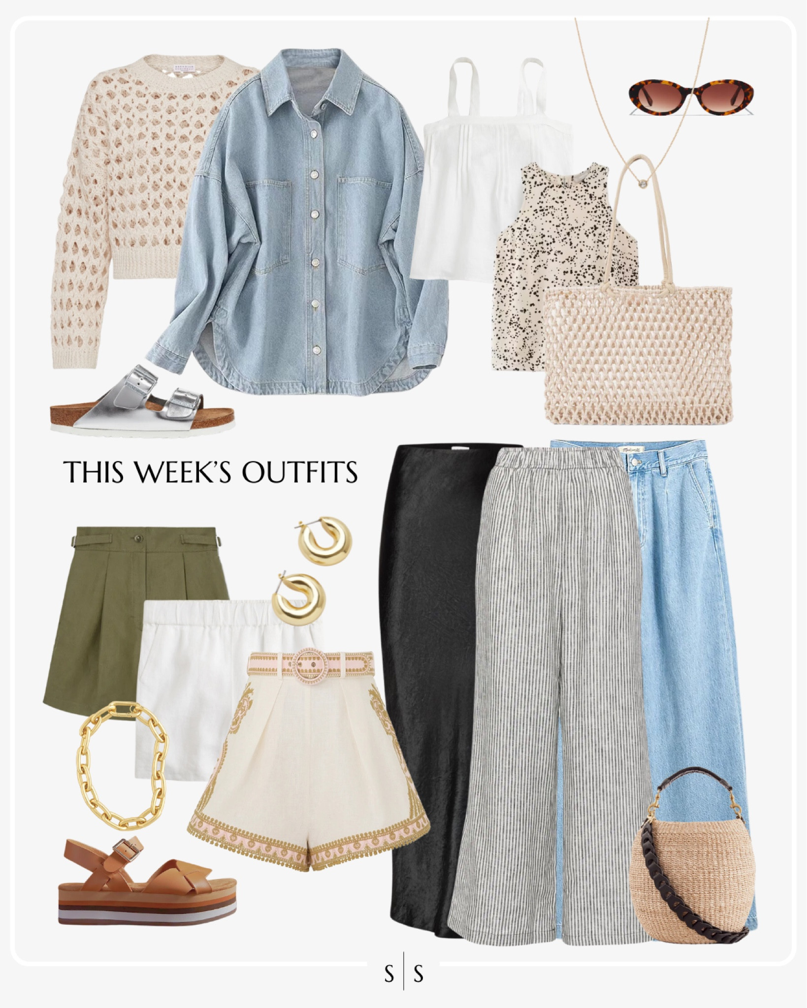 This week’s outfits: a preview of all I’ll be styling the third week in June. View the entire calendar on thesarahstories.com ✨

Knot crochet sweater, denim shirt jacket, printed tank, woven tote, linen shorts, olive green shorts, embroidered shorts, linen striped pant, trouser jean, slip skirt, slip on sandals


#LTKStyleTip