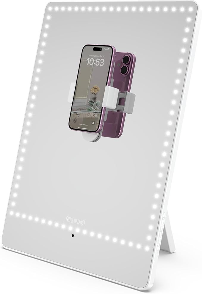 RIKI LOVES RIKI Pretty LED Makeup Mirror with Lights - Medium-Sized Lighted Makeup Mirror with 5X... | Amazon (US)