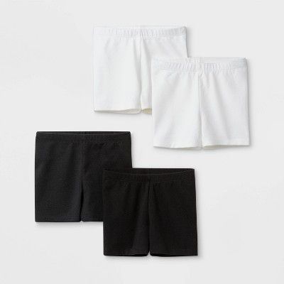 Toddler Girls' 4pk Tumble Shorts - Cat & Jack™ Black/White | Target