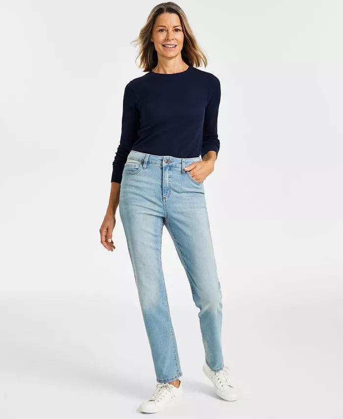 Women's High Rise Straight-Leg Jeans, Regular, Short and Long Lengths, Created for Macy's | Macy's