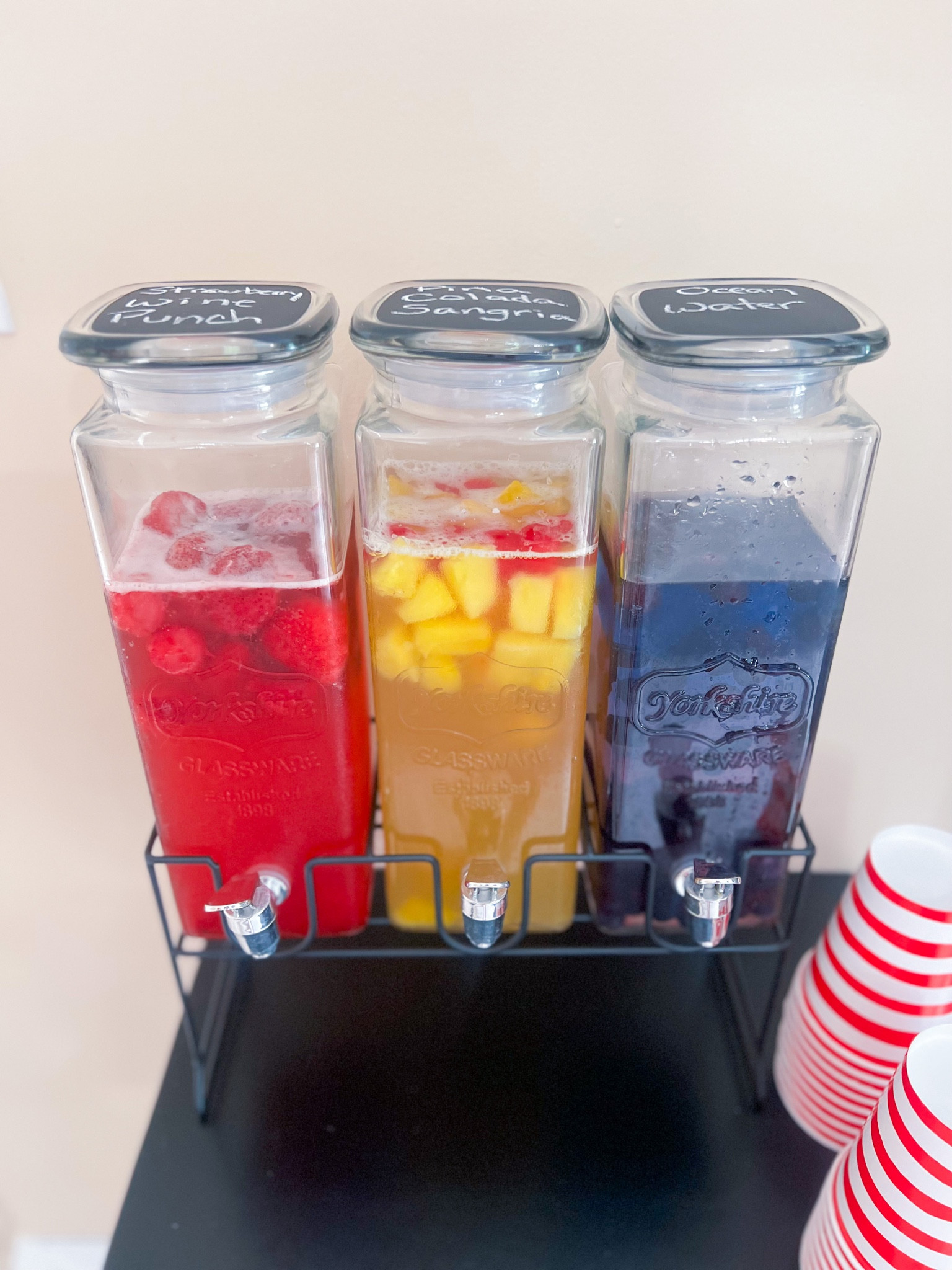 Triple Cold Beverage Dispenser with Stand