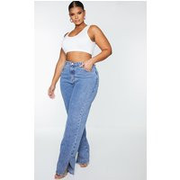 Plus Vintage Wash Split Hem Jeans | PrettyLittleThing US