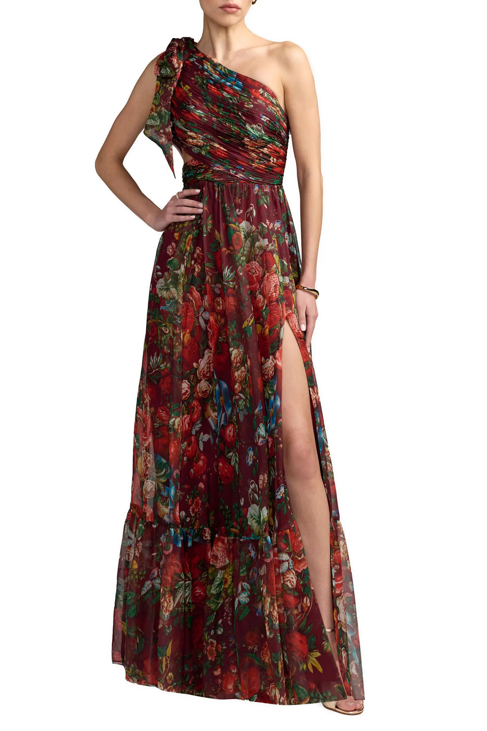 Floral One-Shoulder Cutout Chiffon Evening Gown (Women) | Nordstrom | Nordstrom