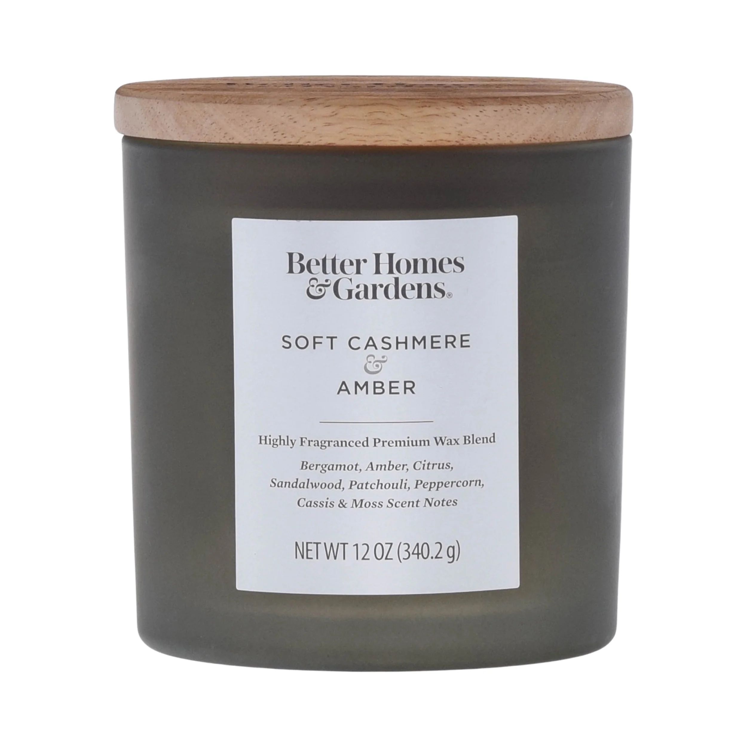 Better Homes & Gardens 12oz Soft Cashmere Amber Scented 2-Wick Frosted Jar Candle | Walmart (US)