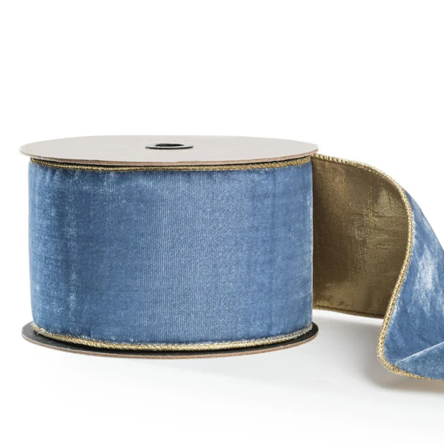 Blue Christmas Velvet Ribbon | Cailini Coastal