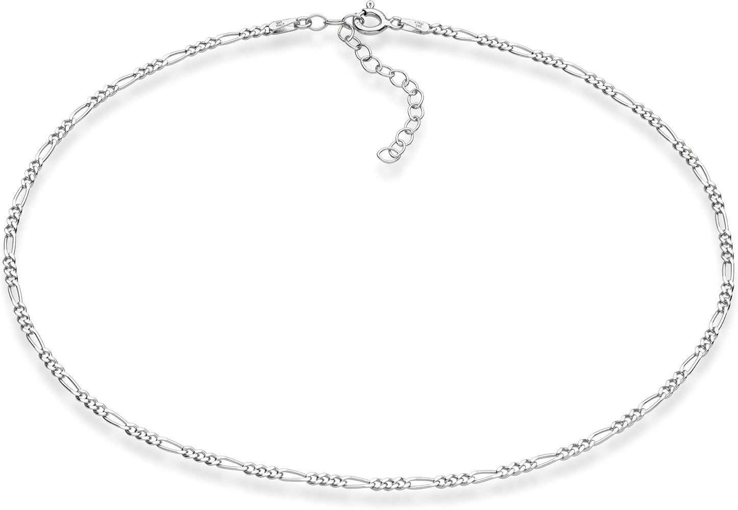 Miabella 925 Sterling Silver Figaro, Beaded Singapore, Sparkle, Cuban Link Chain, Adjustable Chok... | Amazon (US)