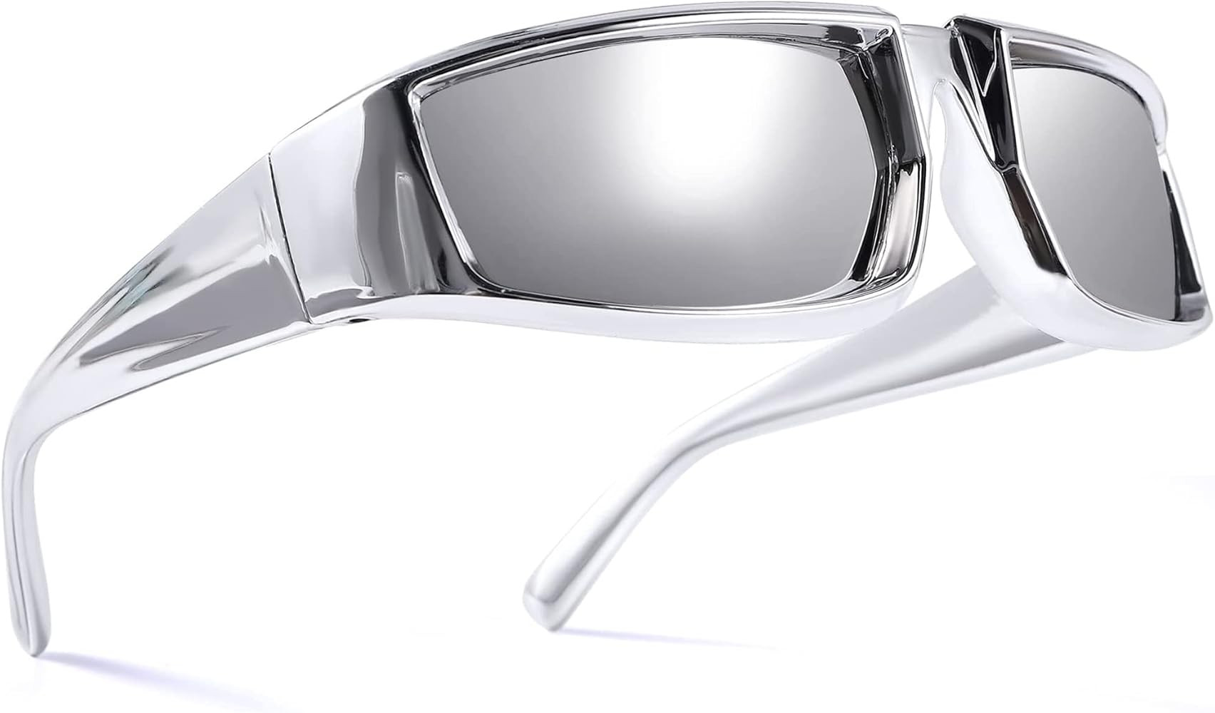 GUVIVI Wrap Around Trendy Sunglasses For Women Men Fashion Futuristic Rectangle Sunglasses Thick ... | Amazon (US)