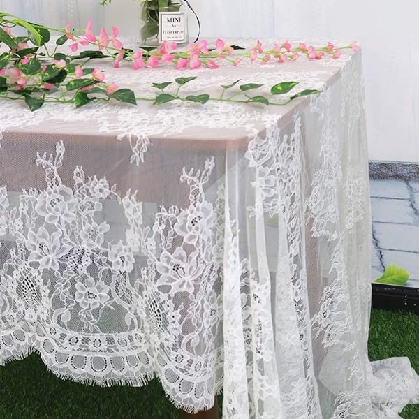 Lace-Tablecloth-Rectangular 60x120-Inch White Rectangle Overlay Tea Tablecloth Lace Tablecloths Long | Amazon (US)
