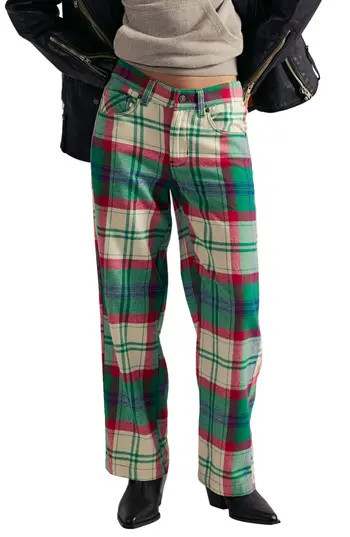 Free People Cheers Plaid High Waist Pants in Green Combo at Nordstrom Rack, Size 12 | Nordstrom Rack