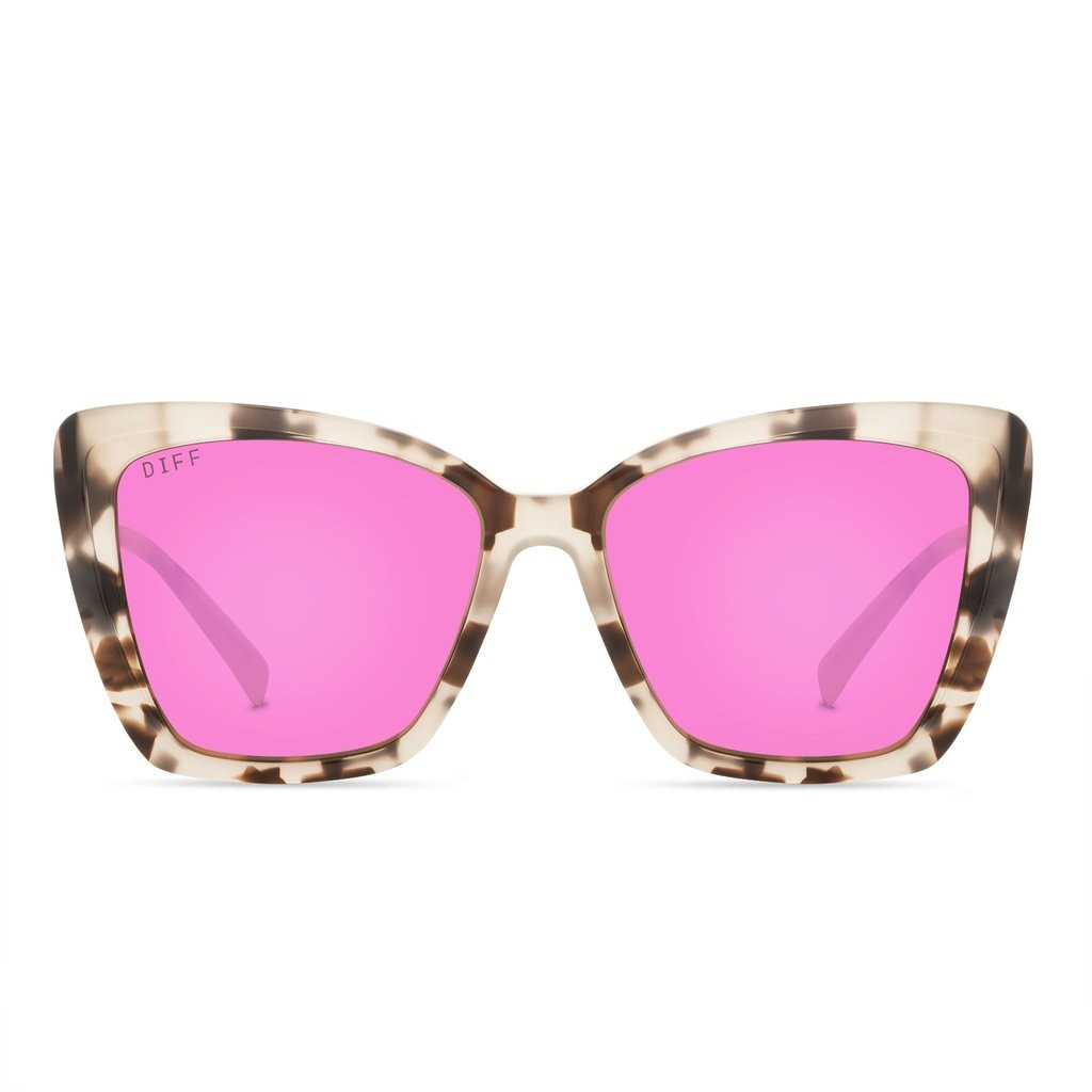 COLOR: cream tortoise   pink mirror sunglasses | DIFF Eyewear