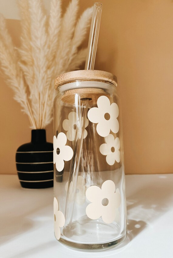 20oz Flower Trendy Iced Coffee Glass  Cute Simple Flower | Etsy | Etsy (US)