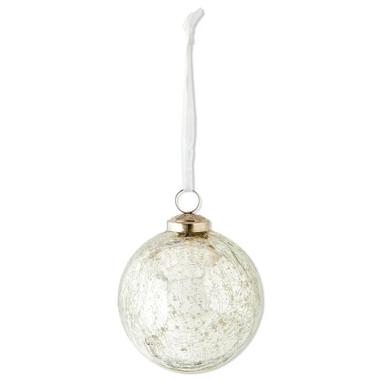 Silver Crackle Glass Ball Christmas Ornament, 4", by Holiday Time | Walmart (US)