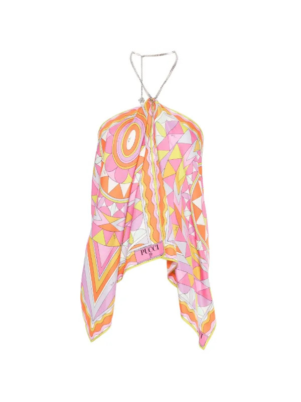 geometric-print chain-link halterneck top | Farfetch Global