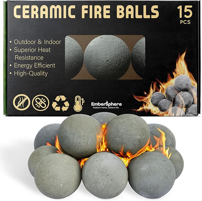 Ceramic Fire Balls Set of 15 – 3" Spheres for Gas Fireplaces and Fire Pits, Heat-Resistant Indo... | Amazon (US)