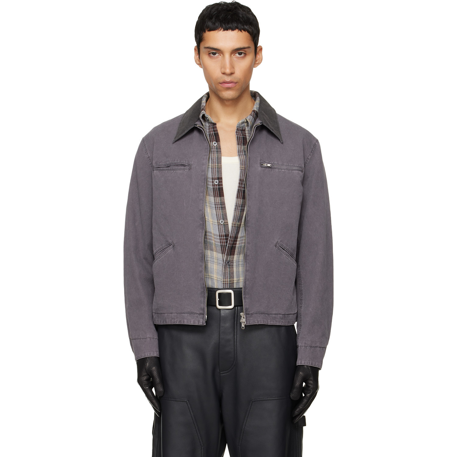 TONYWACK Navy Garment Washed Zip Work Jacket | SSENSE