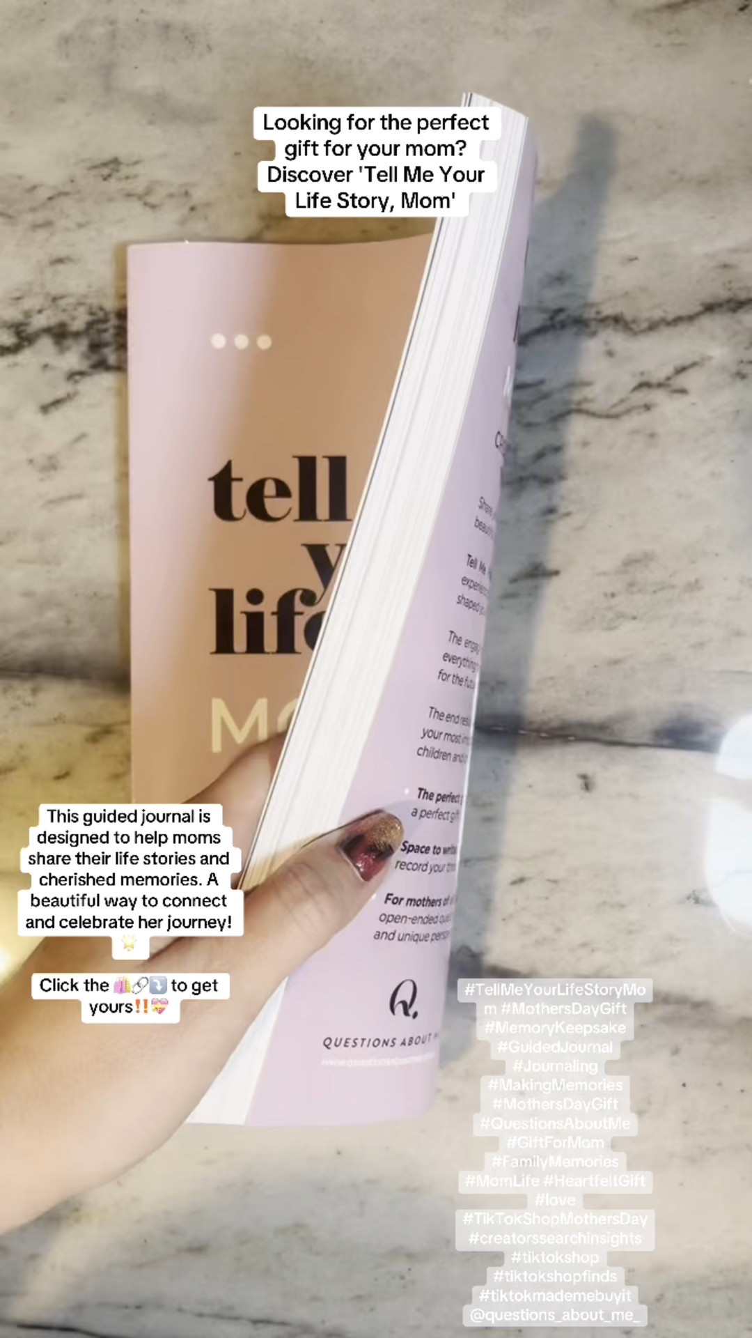 « Tell Me Your Life Story, Mom »


A Gift of Memories for Mom! 💖📖

Looking for the perfect gift for your mom? Discover 'Tell Me Your Life Story, Mom'

This guided journal is designed to help moms share their life stories and cherished memories. A beautiful way to connect and celebrate her journey! 🌟

Click the 🔗⤵️ to get yours‼️💝

#TellMeYourLifeStoryMom #MothersDayGift #MemoryKeepsake #GuidedJournal #Journaling #MakingMemories #MothersDayGift #QuestionsAboutMe #GiftForMom #FamilyMemories #MomLife #HeartfeltGift #love @questions_about_me_


#LTKFamily #LTKOver40 #LTKFindsUnder50