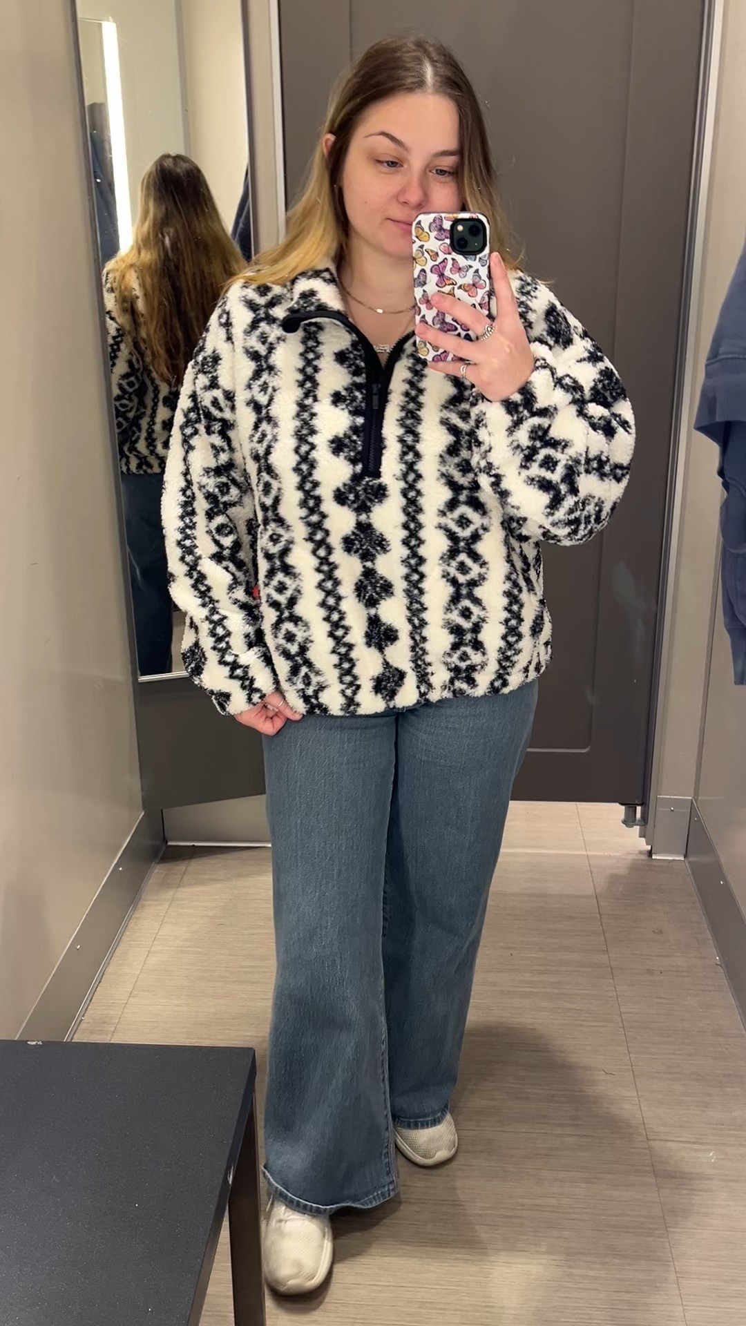 Cozy girl fall 🍂🖤 

Trying on this fuzzy sherpa pullover and I’m obsessed! It’s the perfect mix of cozy, casual, and chic. 

So soft, warm, and easy to throw on with flare jeans and white sneakers for that effortless winter weekend outfit ✨

🛍️ Outfit details:
🖤 sherpa quarter zip pullover
👖 high-waisted flare jeans
👟 white sneakers
📱 butterfly phone case

Searchable keywords: cozy outfit, fall outfit ideas, winter outfit inspo, sherpa pullover, fuzzy jacket, quarter zip fleece, cozy sherpa, casual winter outfit, comfy outfit ideas, everyday style, LTK fall fashion, LTK winter outfit, cozy outfit inspo, affordable fashion, fall try-on, dressing room outfit, winter style finds, cozy fleece pullover, casual outfit ideas, weekend outfit, cold weather fashion, wardrobe staples, LTK outfit details, cozy girl aesthetic, casual jeans outfit, comfy everyday look, winter essentials, sherpa jacket trend, cozy chic style

#LTKGiftGuide #LTKSeasonal #LTKHoliday