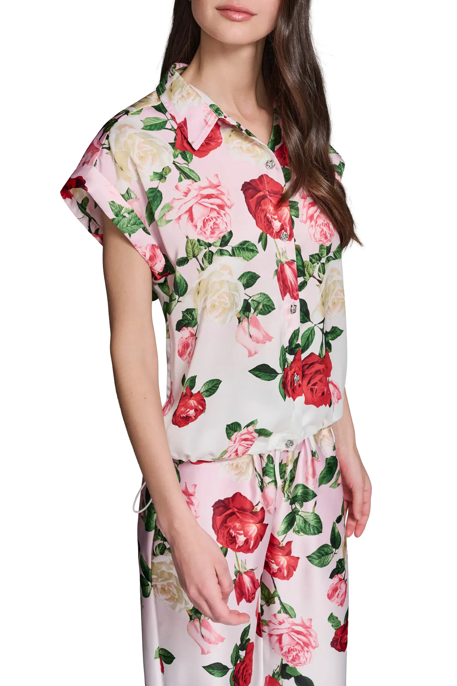 Placed Floral Satin Button-Up Shirt (Women) | Nordstrom | Nordstrom