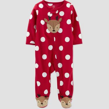 Carter's Just One You® Baby Girls' Reindeer Dot Footed Pajama - Red | Target