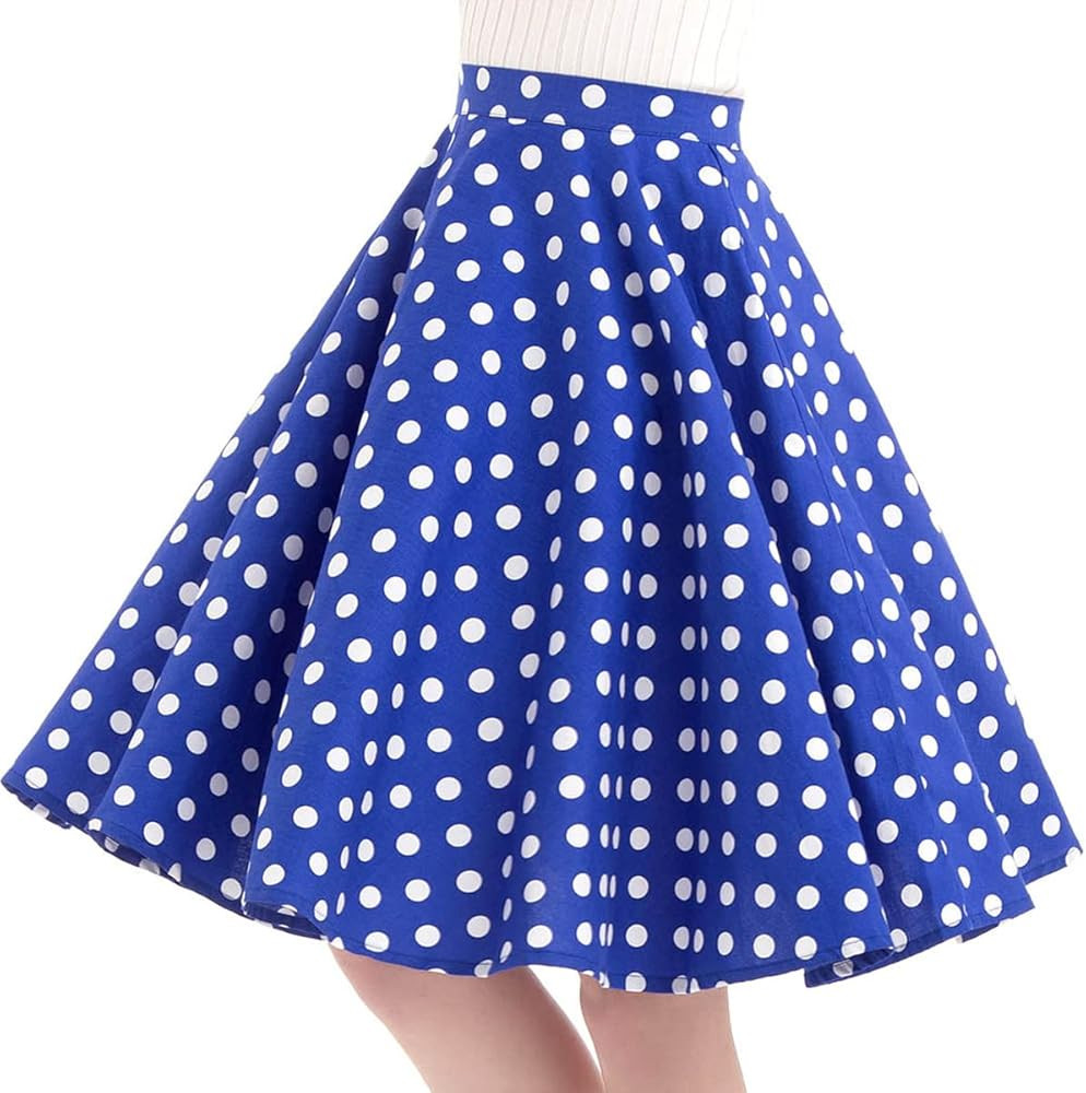 Women Vintage A Line Midi Skirt Floral Berry Cherry Print Pleated Skirts 50s Polka Dot Swing Skir... | Amazon (US)