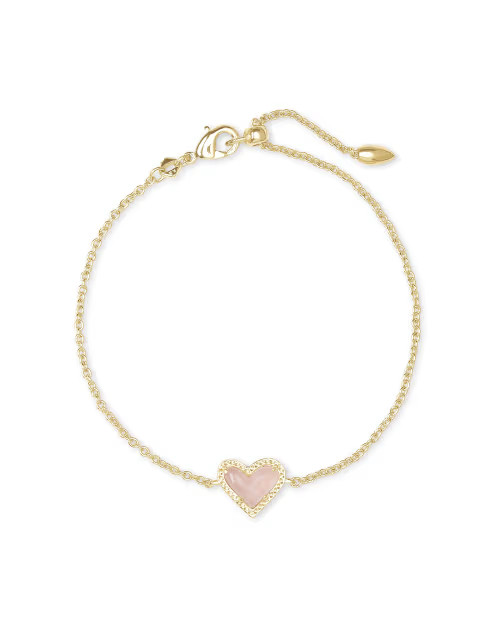 Ari Heart Gold Chain Bracelet in Rose Quartz | Kendra Scott