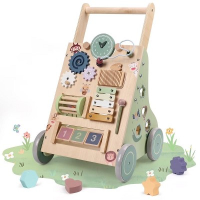 GOTGELIF Wooden Learning Toy Baby Walker, Montessori Toddler Push Walker with Activity Center, Adjustable Height & Speed | Target