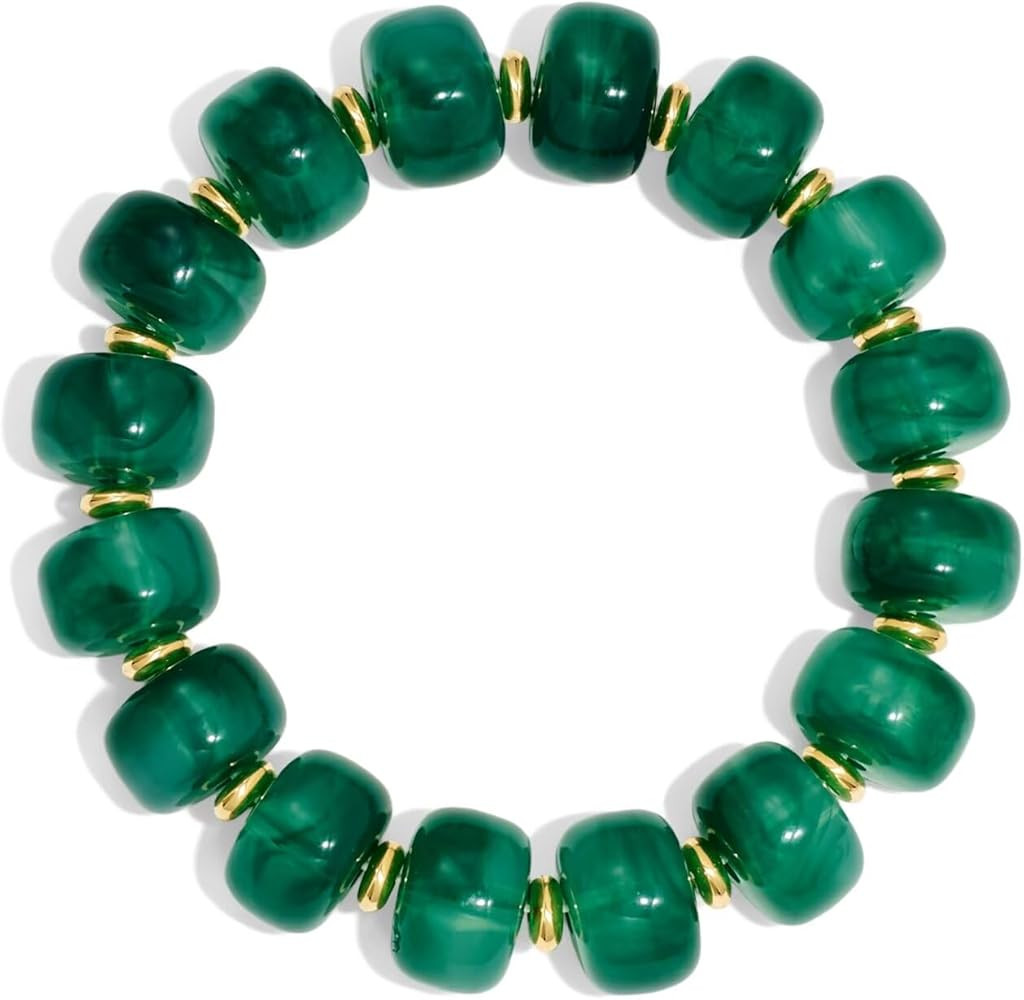 Bead Bracelet for Women Vibrant Color Resin Beads Bracelets Elastic Stretch Chunky Bracelet Boho ... | Amazon (US)