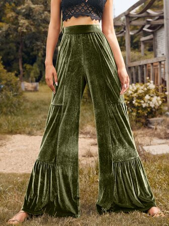 Wide Leg Velvet Pants | SHEIN