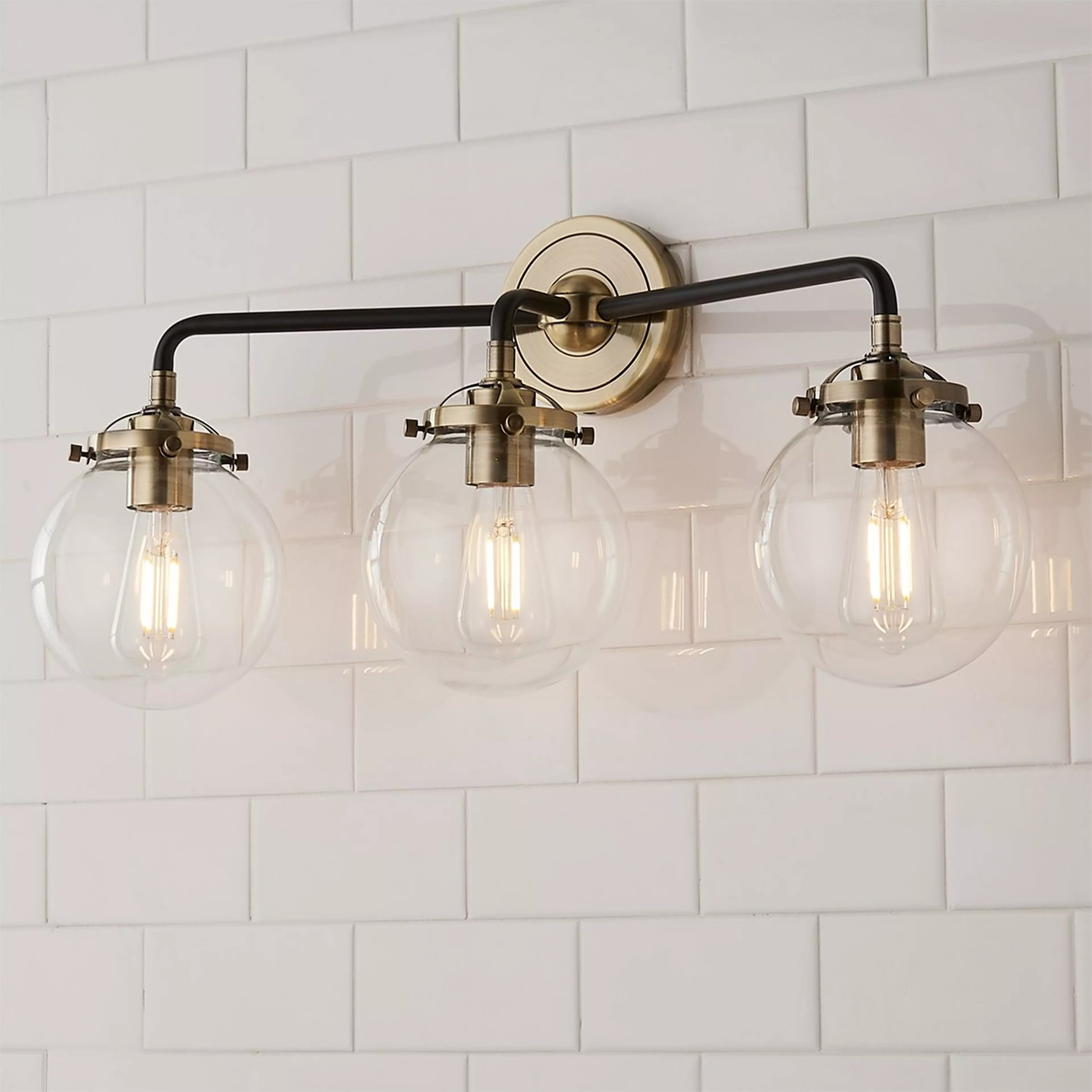 Mod Mix Clear Globe Vanity Light - 3 Light | Shades of Light