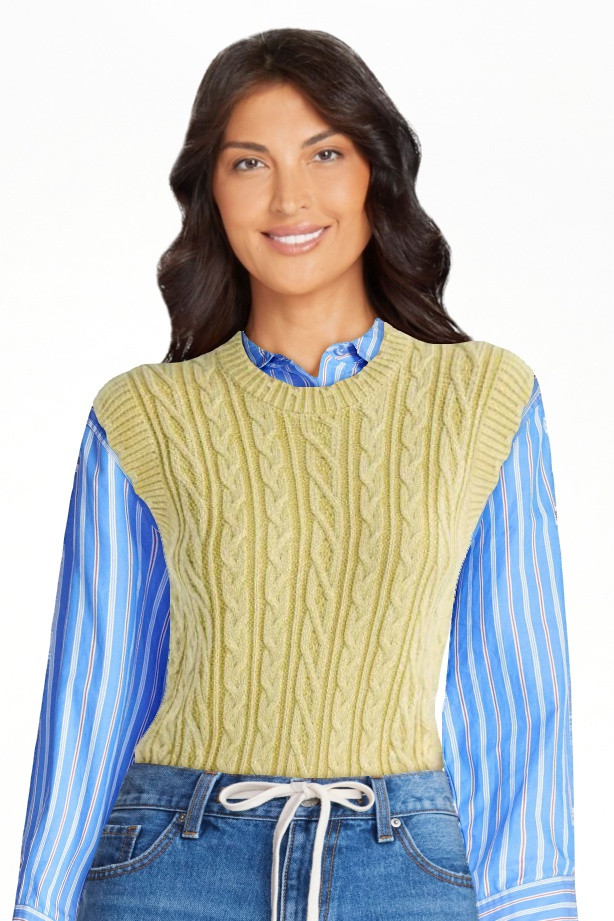 Free Assembly Women's Scalloped Cable Knit Cotton Vest, Sizes XS-XXL | Walmart (US)