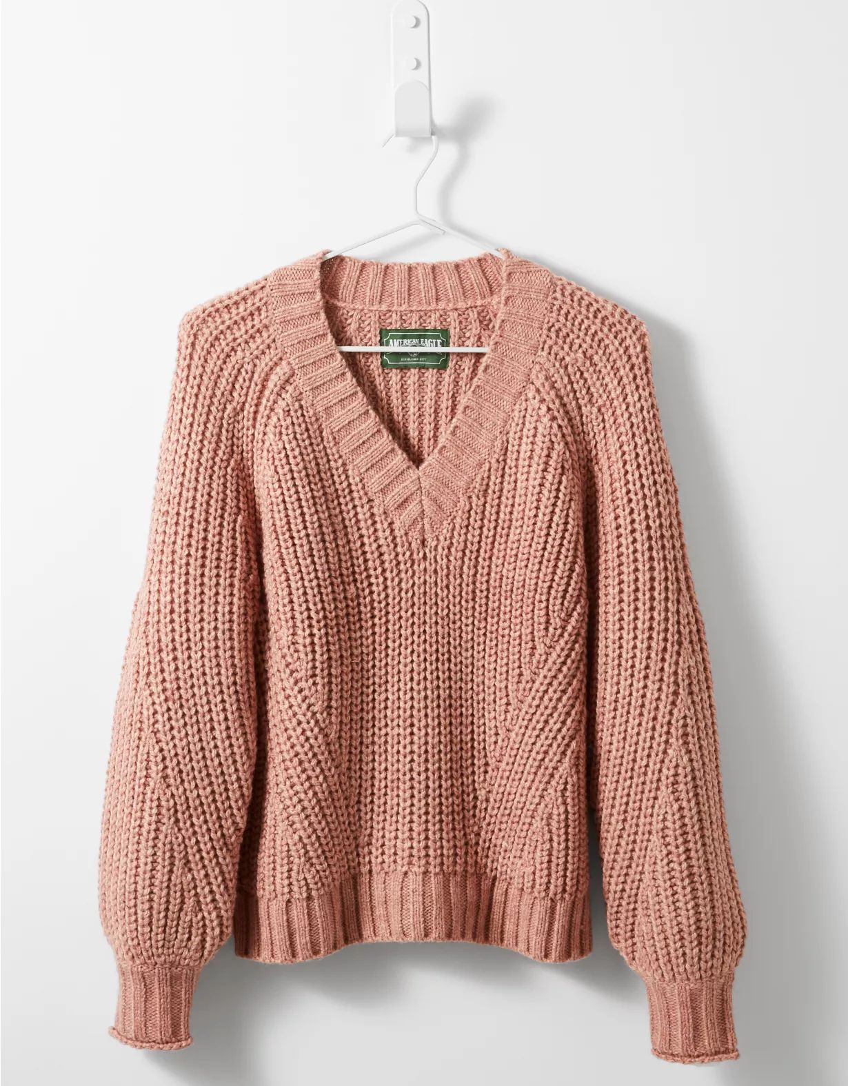 AE Oversized Chunky Knit V-Neck Sweater | American Eagle Outfitters (US & CA)