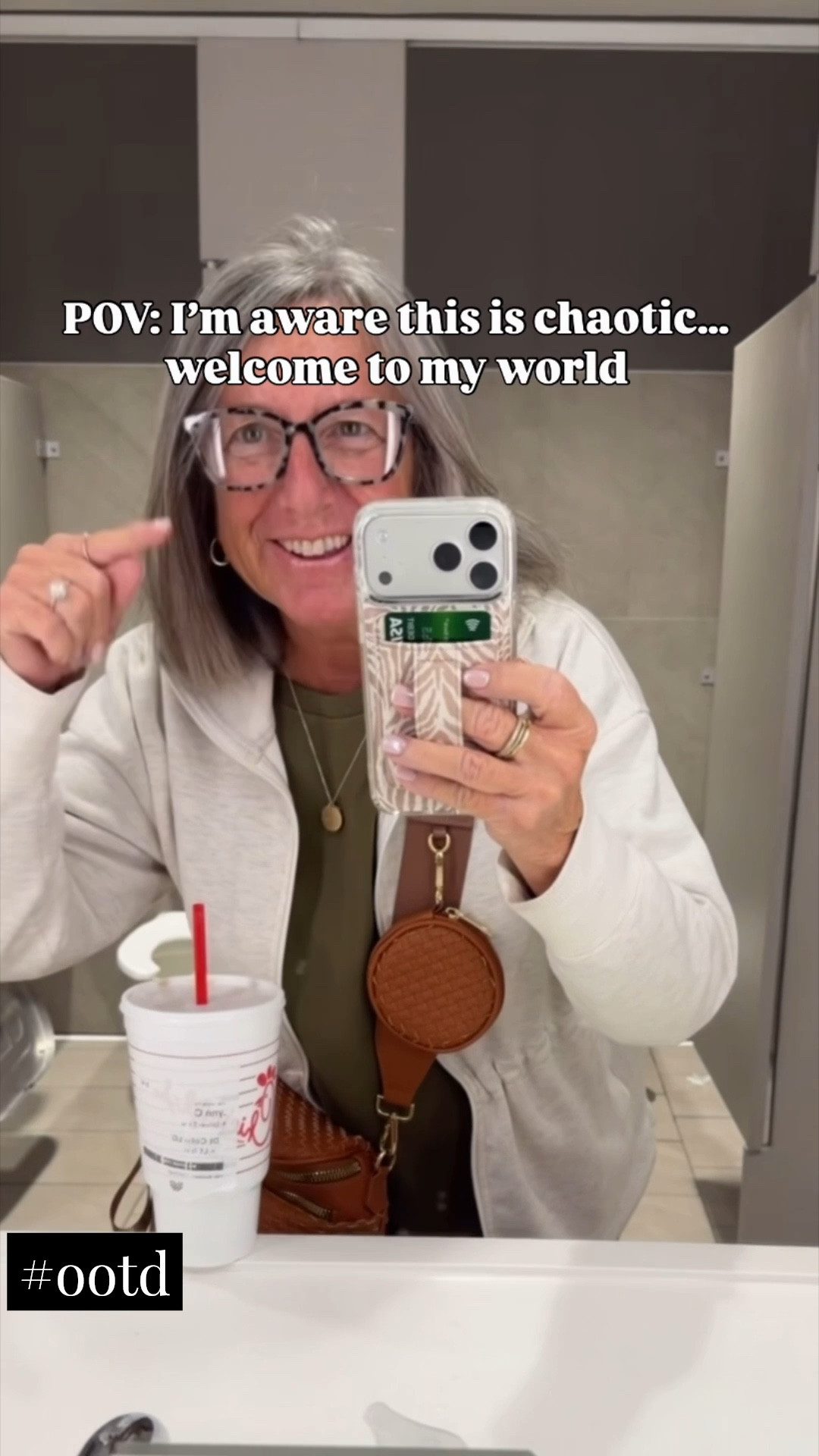 giggle. I could have waited until I got home but here is my #ootd…so stinkin comfy….even in the Target bathroom 😂🫶🏼

Jacket: M
T-Shirt: L
Leggings: M
Sneakers: TTS

#LTKdayinmylife #LTKActive #LTKootd