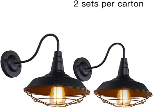Walnut Tree Gooseneck Wall Sconce with Wire Cage 2 Pack Farmhouse Barn Light Fixture Industrial V... | Amazon (US)