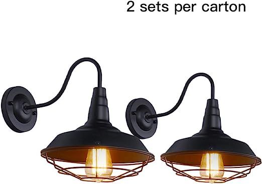 Walnut Tree Gooseneck Wall Sconce with Wire Cage 2 Pack Farmhouse Barn Light Fixture Industrial V... | Amazon (US)