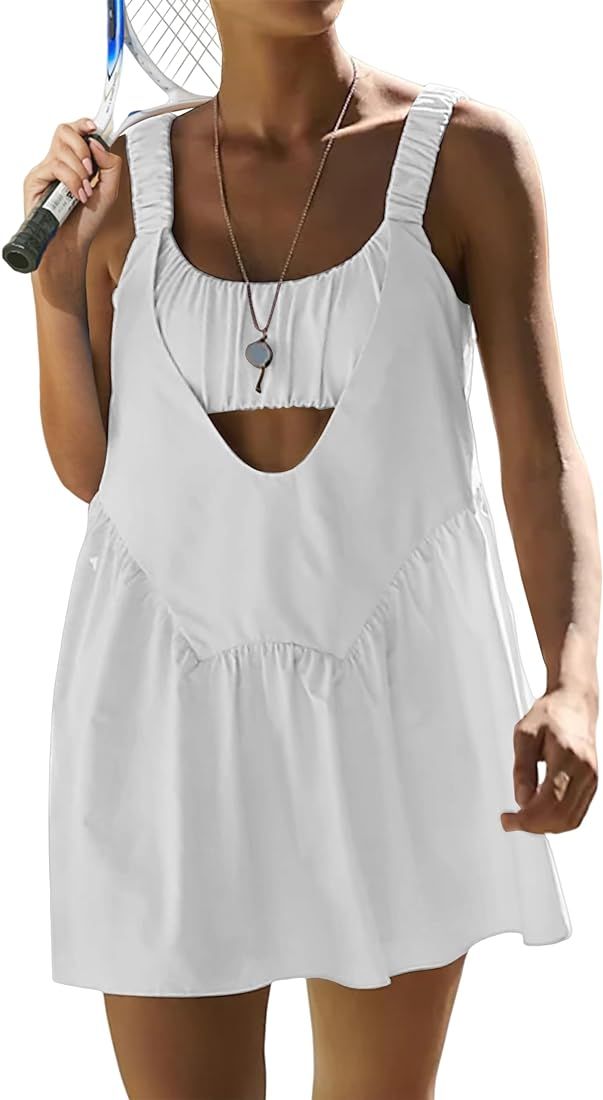 MISSACTIVER Women Sleeveless Tennis Dress with Built in Bra Casual Summer Backless Workout Athlet... | Amazon (US)