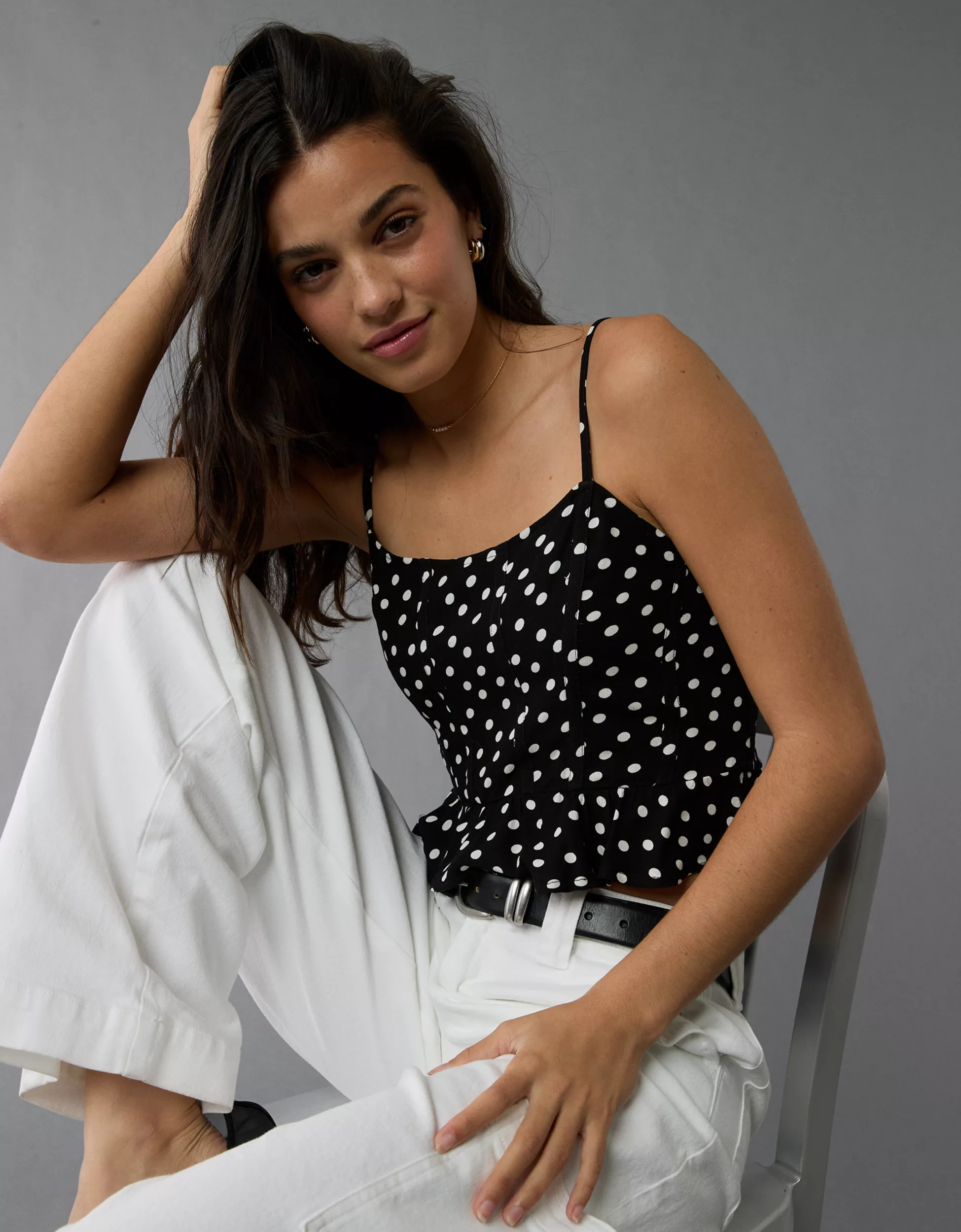 AE Polka Dot Corset Tank Top | American Eagle Outfitters (US & CA)